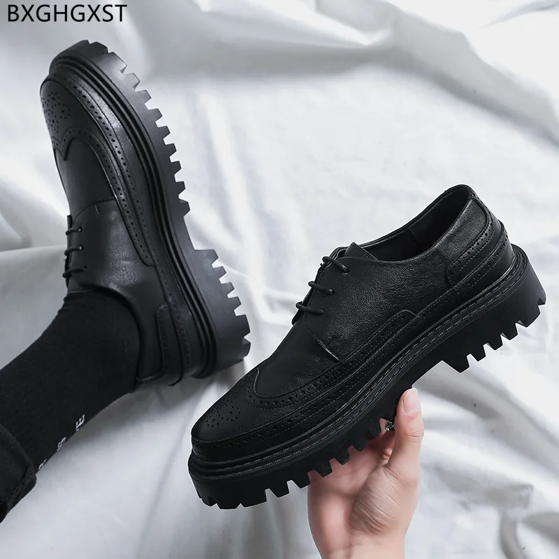 Italian Leather Shoes Men Classic Italian Casual Business Shoes Men Black Brogues Men Formal Shoes 2024 Chaussure Homme Zapatos image 4