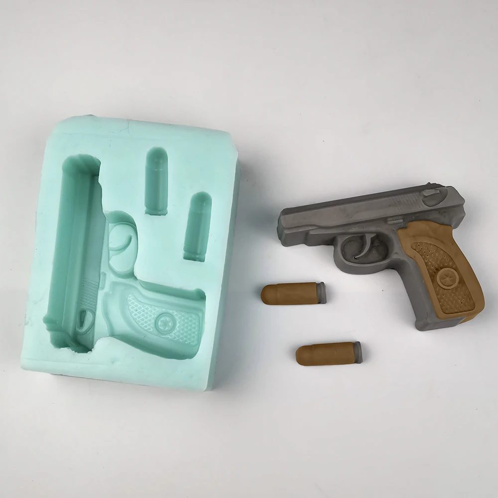 PRZY Pistol Bullet Soap Molds, Silicone Gun Molds, Handmade Fondant Soap Clay, Resin Candle Mould