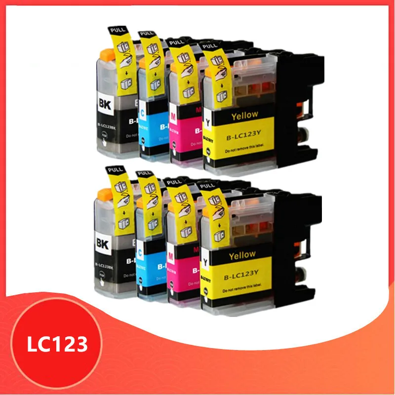 8pcs Compatible LC121 LC 123 LC123 ink cartridge For Brother DCP-J552DW DCP-J752DW MFC-J470DW MFC-J650DW Inkjet Printer