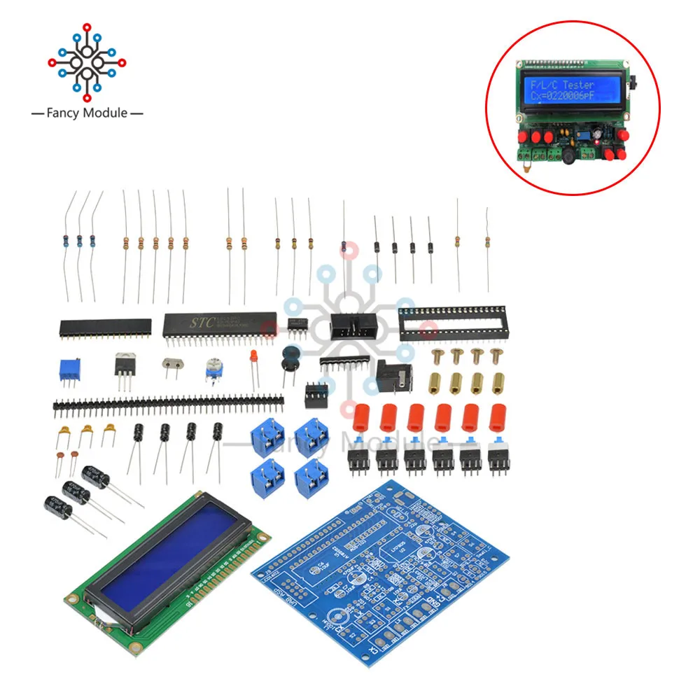 LCD Digital Secohmmeter Frequency Capacitance Inductance Meter CF Inductor Capacitor Tester Permittimeter DIY Electric Kit
