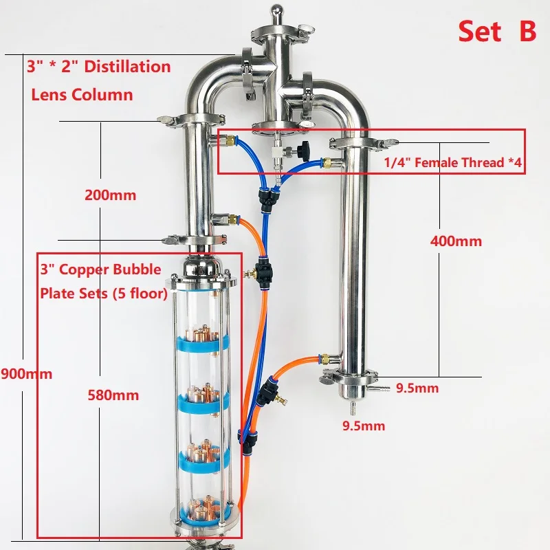 Imagem -03 - Destilador de Flauta com Coluna de Lente de Destilação em Gin Basket Conjunto para Homebrewcopper Bubble Plate Sets Ss304 in in