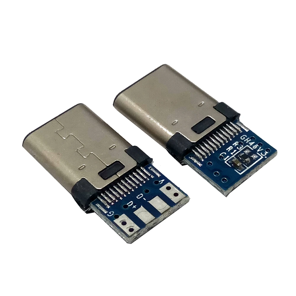 DIY OTG USB-3,1 welding Male Jack connector USB 3,1 Type C connector with PCB Board connector Data line terminals for Android