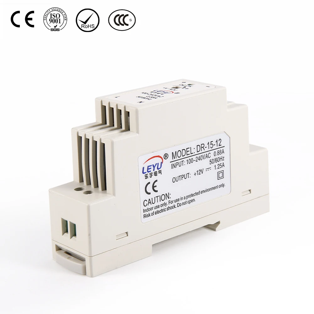 Isolation class 2 high quality small unit 15w 24v 0.63a din rail power supply power supply with led indicator made in china