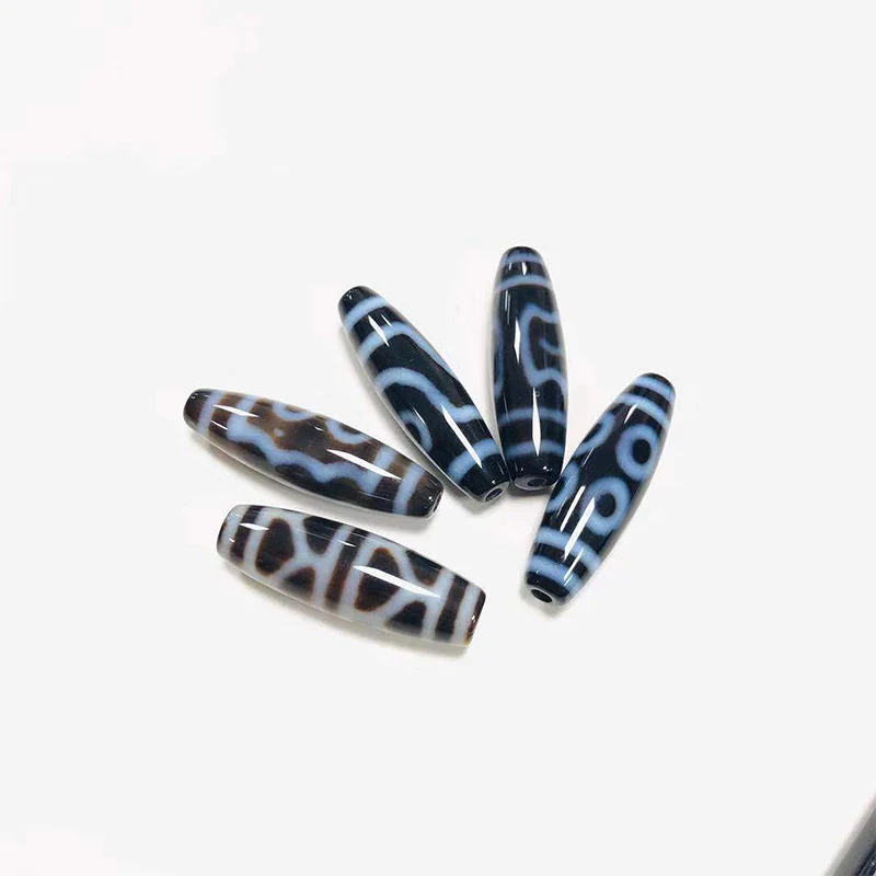 5PCs/Lot Natural Tibetan Dzi Beads, mixed, 11.5-13x35-38mm, Hole:Approx 2-3mm, Sold By Lot