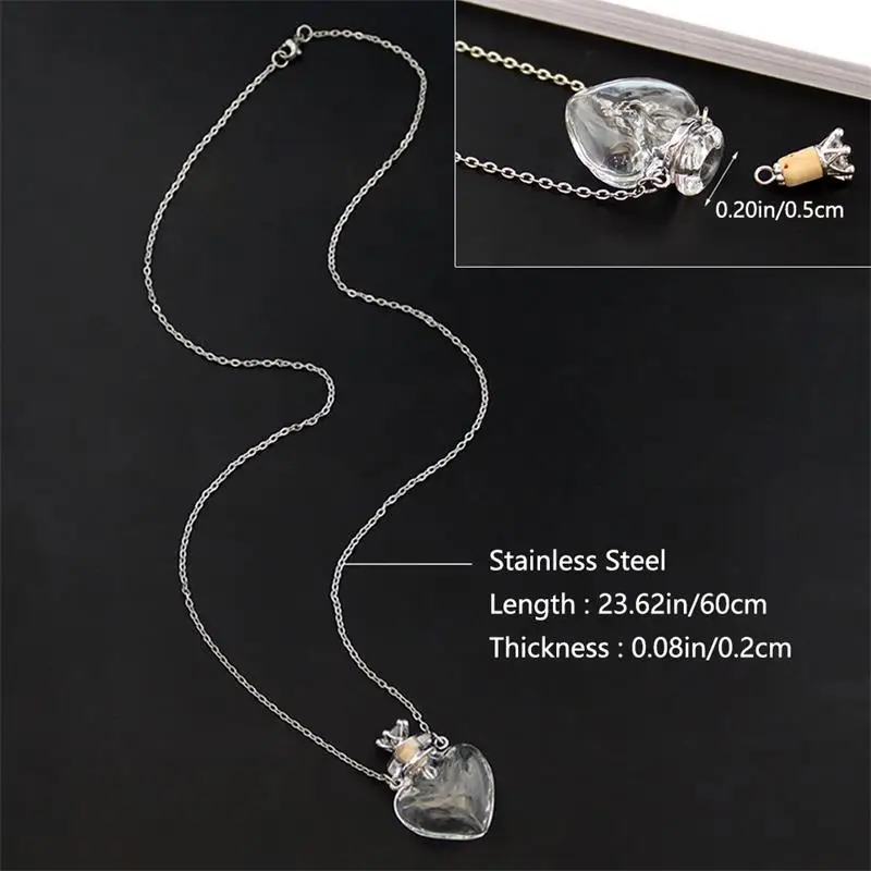 1PC Openable Water Drop Heart Steel Chain Keepsake Essential Oil Pendant Memorial Jewelry Perfume Jewellery Glaze Vial Necklace