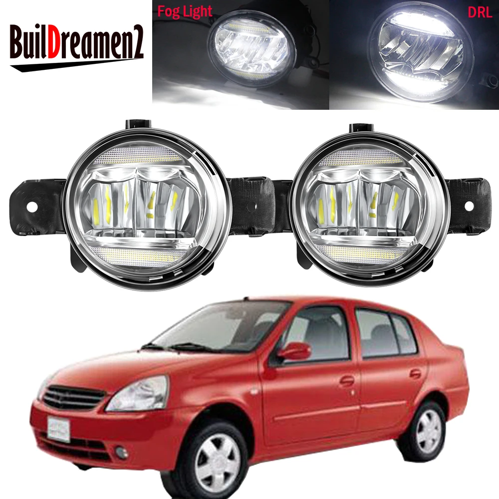 2in1 Car Fog Light Assembly For Nissan Platina 2002-2010 Car Right + Left LED Fog Daytime Running Lamp DRL 30W 8000LM 12V