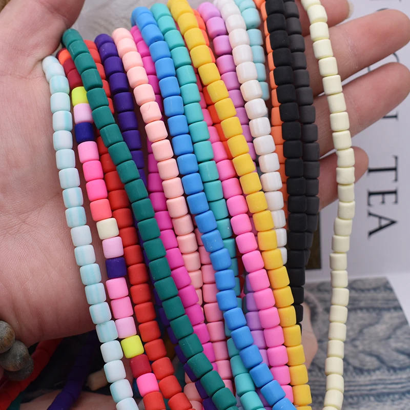 New 6mm 60pcs/lot Color Barrel Polymer Clay Beads Tube Spacer Beads For Jewelry Making DIY Handmade Bracelet Accessory