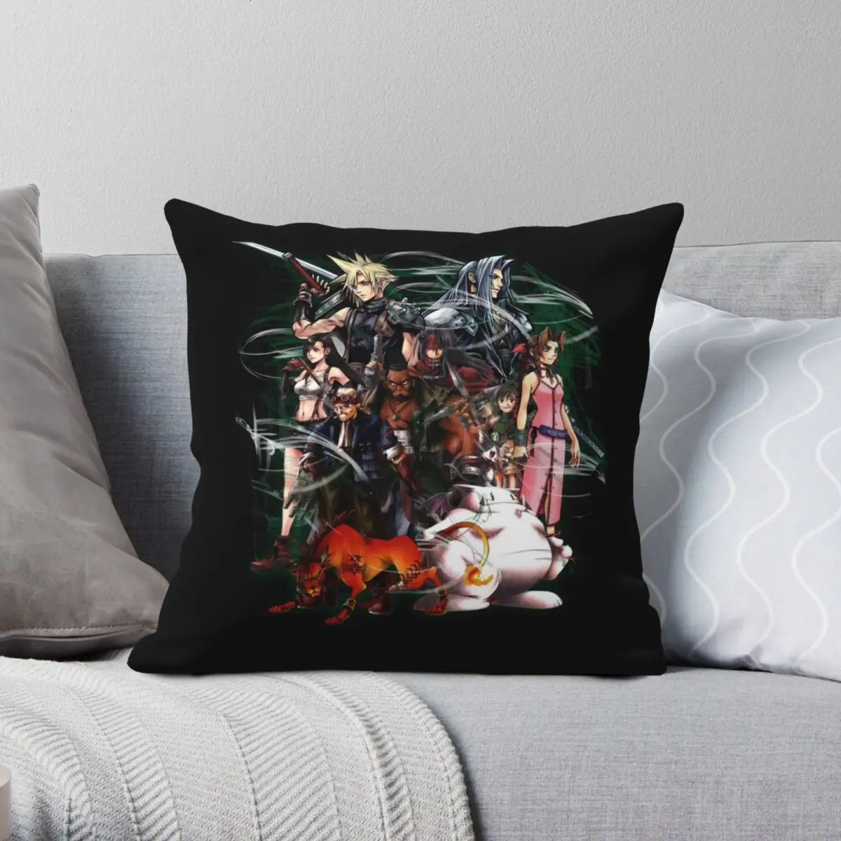 

Final Fantasy VII Collage Square Pillowcase Polyester Linen Velvet Printed Zip Decor Car Cushion Case