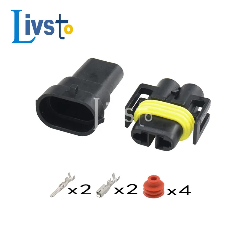 Delphi 2 Pin Way Automotive Sealed Connector Mistlamp Licht Socket H11 H8 H9 Xenon Plug 12124819 12124817