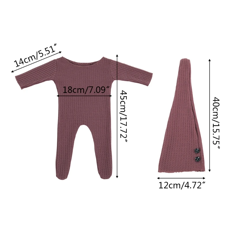 2 Pcs Baby Hat Bodysuit Set Newborn Photography Props Cap Romper Jumpsuit Kit Infants Photo Shooting Clothing Outfits