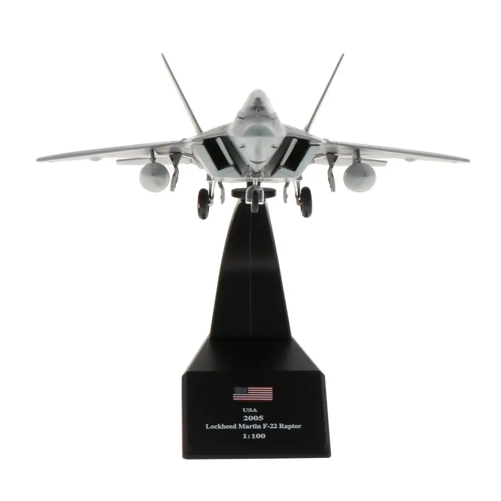 1:100 F-22 Fighter Raptor Metal Airplane Mode Aircraft For Collections Home Desk Top Decoor