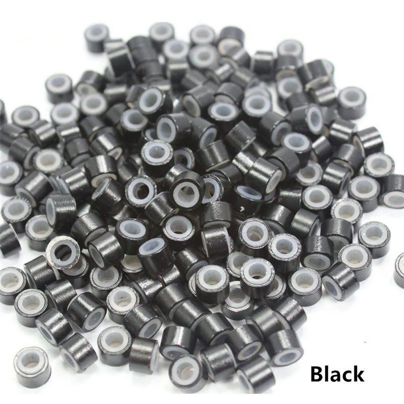 1000Pcs 5*3*3MM Aluminum Silicone Nano Rings For Hair Extensions Micro Rings Links Beads Silicone Lined Hair Beads Hair Rings