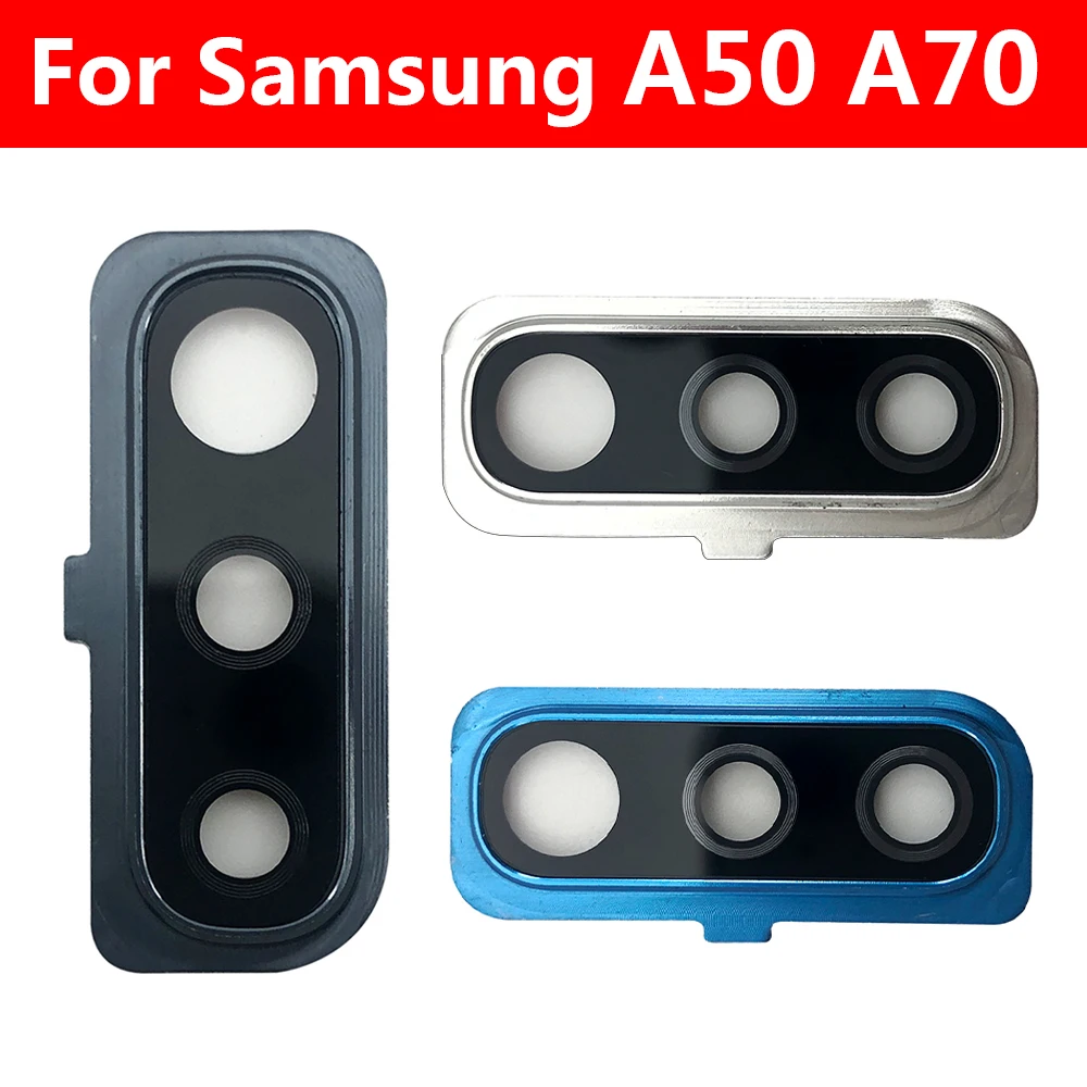 New For Samsung A50 A505F A70 A705F Back Rear Camera Glass Lens With Circle Cover Frame