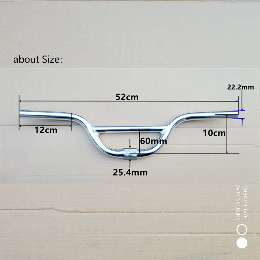 BMX Kids Bike Handlebar 22.2mm 540mm Aluminum Alloy Children Bicycle Swallow-shaped Handlebar Silver Black