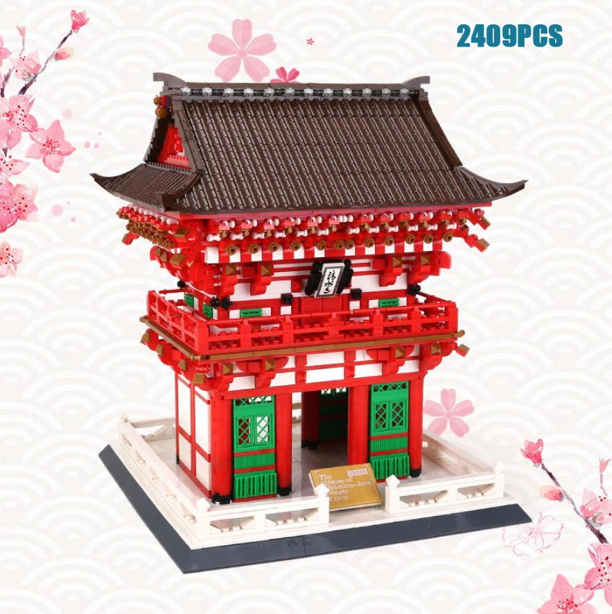 World Famous Cultural Architecture Building Block Japan Kyoto Kiyomizu Temple Benevolent King Gate Model Brick Toys Collection