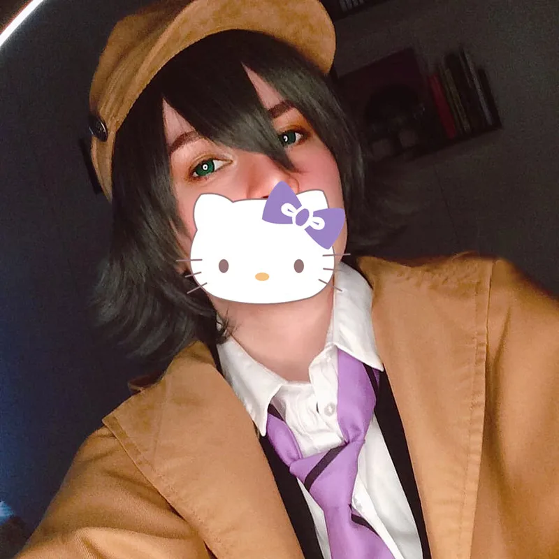 Anime Ranpo Edogawa Cosplay Pruik Korte 30Cm Natuurlijke Zwarte Pruik Cosplay Anime Cosplay Pruik Hittebestendig Synthetisch Haar