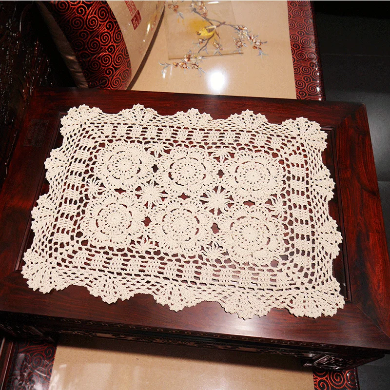 2024Hot Cotton Placemat Cup Mug Coaster Dining Kitchen Table Placemat Cloth Lace Crochet Christmas Doily Tea Pad Drink Placement