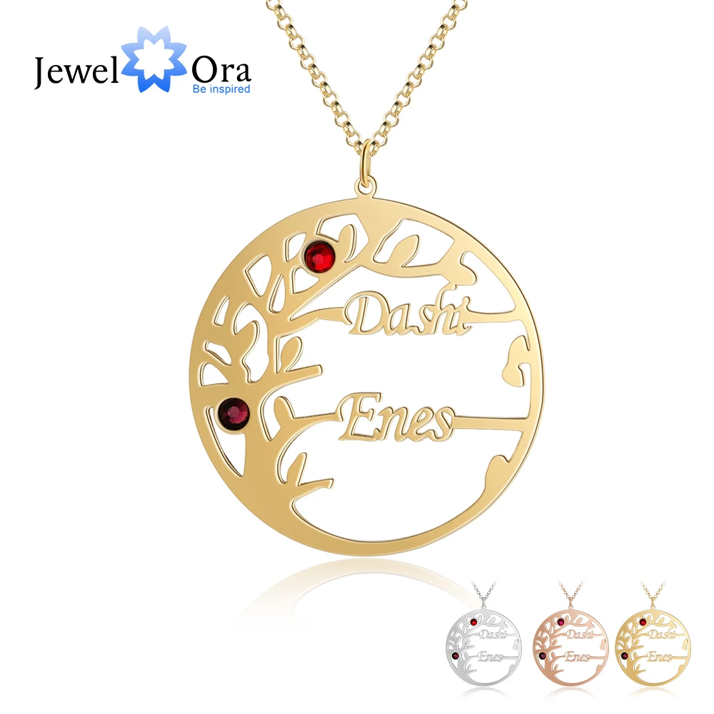 

Personalized Tree of Life Neck-lace with 2 Birthstones Custom Name Couple Pendants for Women Birthday Gifts for Her (NE103794)