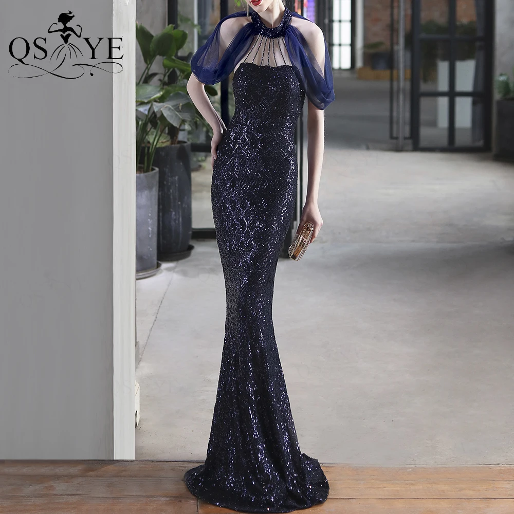 Burgundy Evening Mermaid ชุดพรหมยาว Glitter ปาร์ตี้ชุด Halter คออย่างเป็นทางการชุด Sparkle Beadings ชุดสตรี