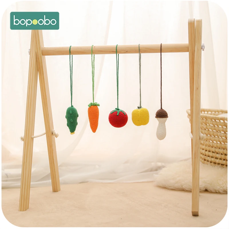 

Bopoobo Baby Gym Play 5PCS/SET Wooden Fitness Frame Kid Teether NP FPA Baby Room Decorations Cradle Pendant New birthday present
