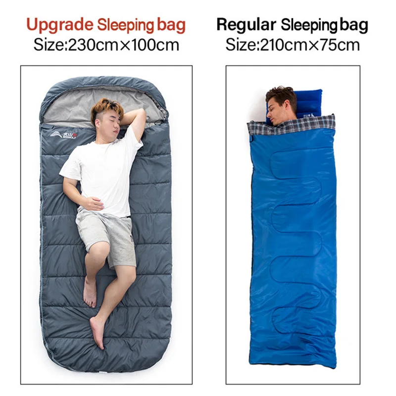 BSWolf Large Camping Winter Sleeping bag lightweight loose widen bag long size for Adult rest outdoor Hiking Travel tourisem