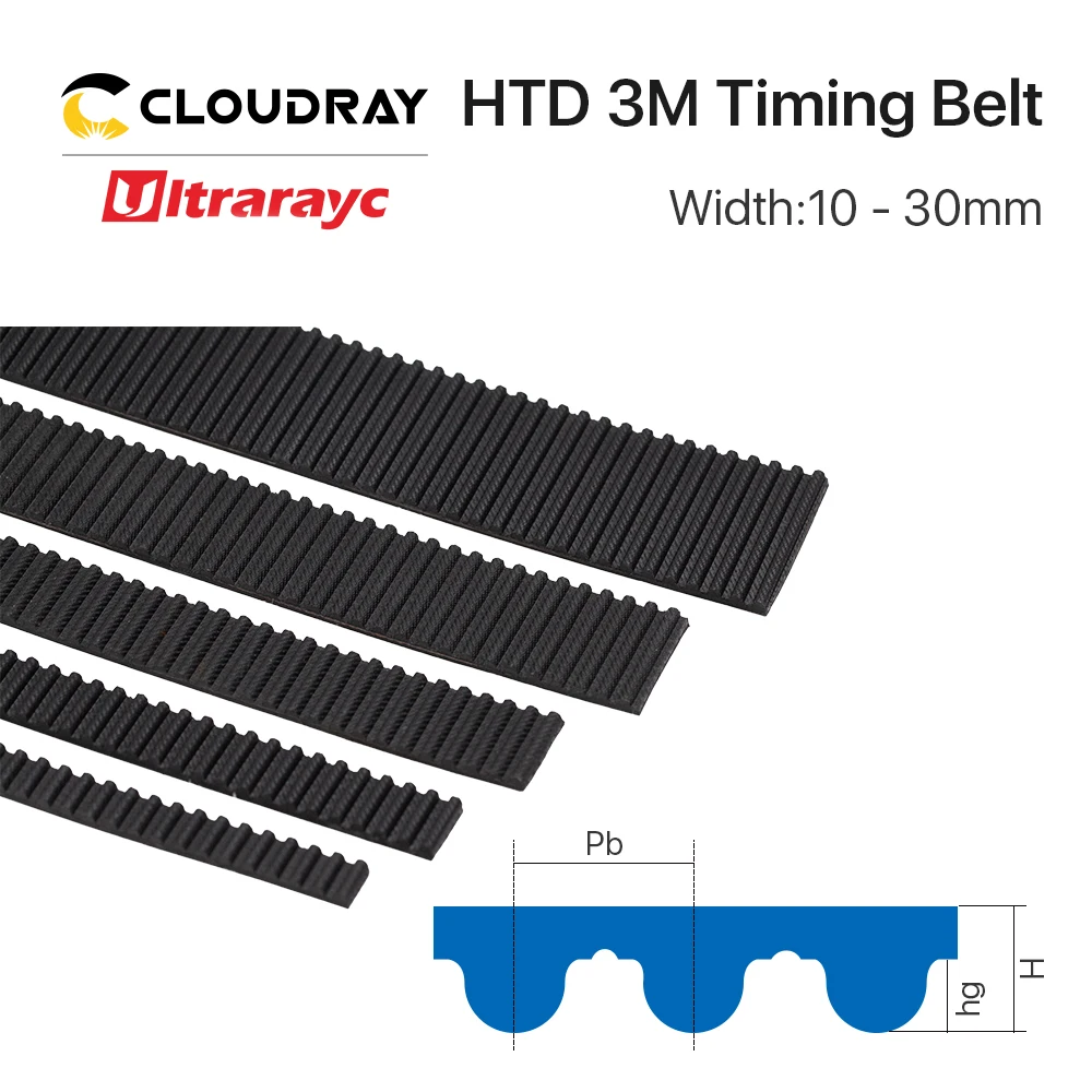 Ultrarayc High Quality HTD3M PU Open Belt 3M 5mm-40mm Width Rubber Backlash Timing Belt  for Co2 Laser Machine 3D printer