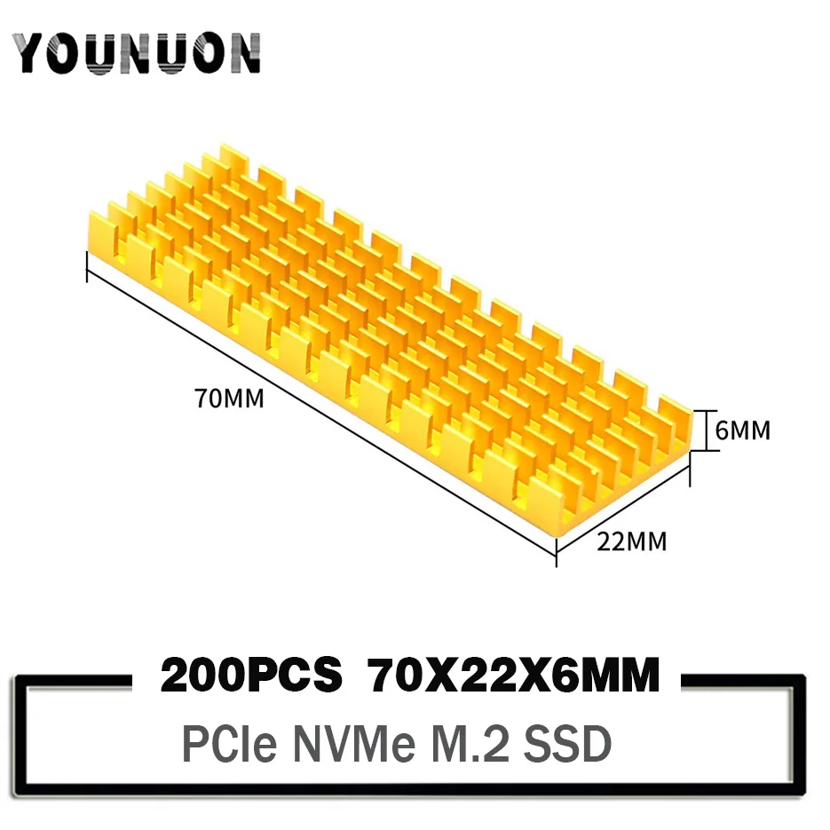 200 ADET 6mm Alüminyum Soğutucu M.2 SSD NVMe Isı Emici soğutucu M2 2280 SSD Sabit Disk Alüminyum Isı Emici