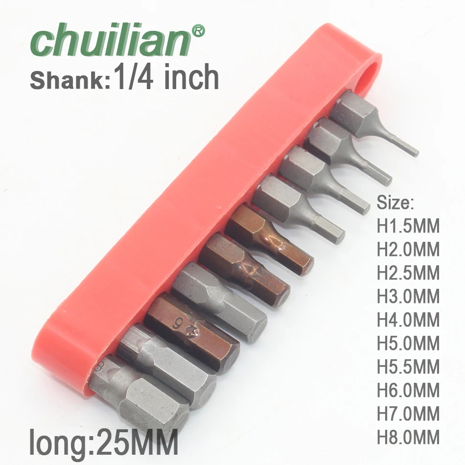 long 25mm S2 alloy steel Hex Head Screwdriver Bits 1/4 Inch Hex Magnetic Electric Screwdriver Tools