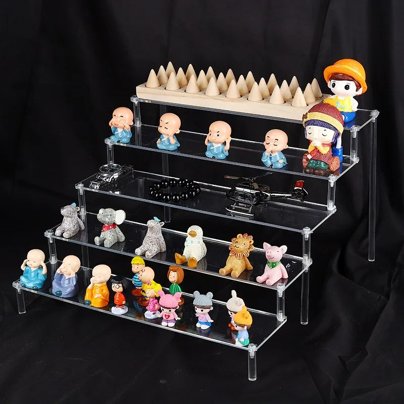 2/3/4/5Layer Acrylic Action Figure Display Stand Toy Model Swing Stand Doll Hand Office Cosmetics Shelf Trapezoidal Shelf Box