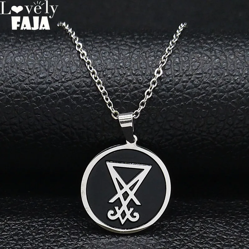 2024 Sigil Church of Satan Stainless Steel Necklace Men Seal of Lucifer LaVey Hidden Devil Necklace Jewelry collares N2036S03