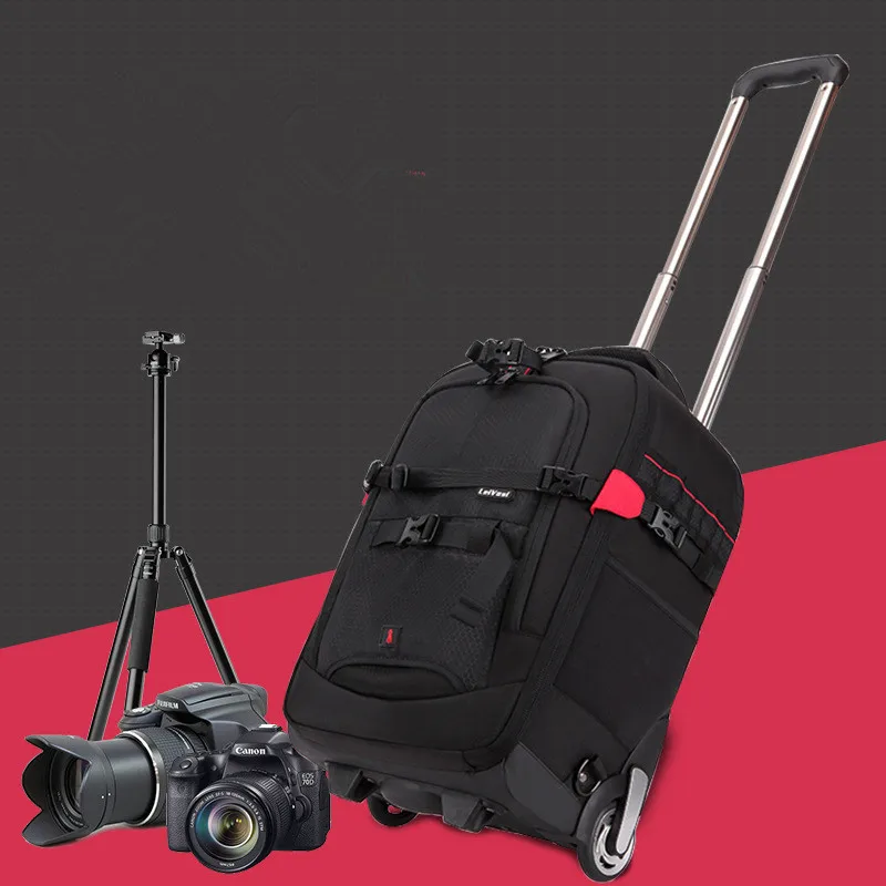 

Trolley camera bag Waterproof Professional DSLR Camera Suitcase Bag Video Photo Digital Camera Trolley Backpack On Wheels