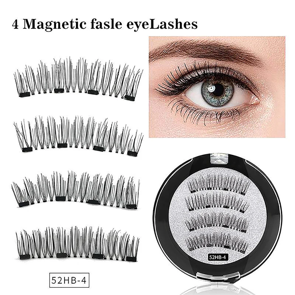 New Four-magnet False Eyelashes, Glue-free, Natural 3D Magnet Eyelashes