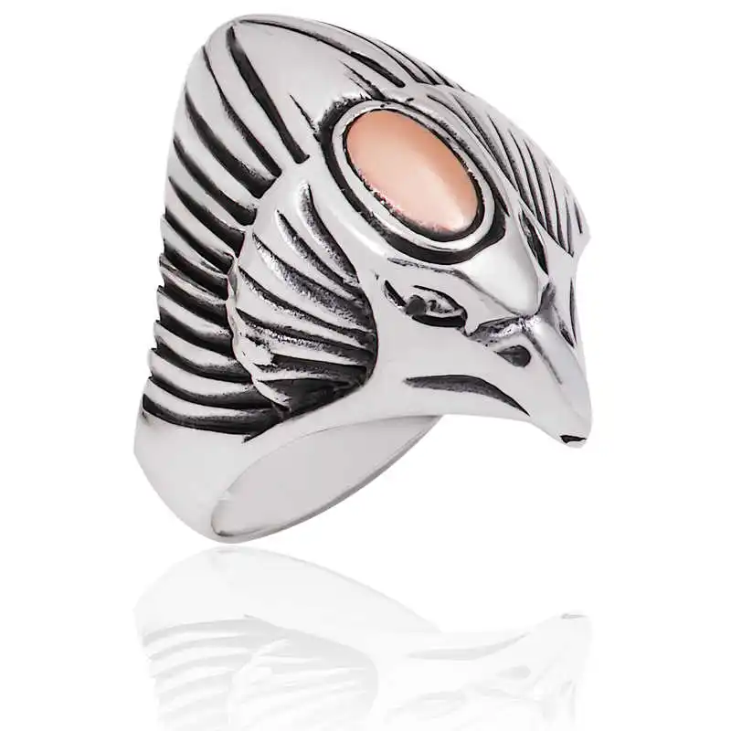 Silver Eagle Head Men's Ring - 925 Sterling Men's Jewelry Wedding Birthday Gift - Box - Men - Fashion - Botiva - Size - Turkish - Patterned Embroidery