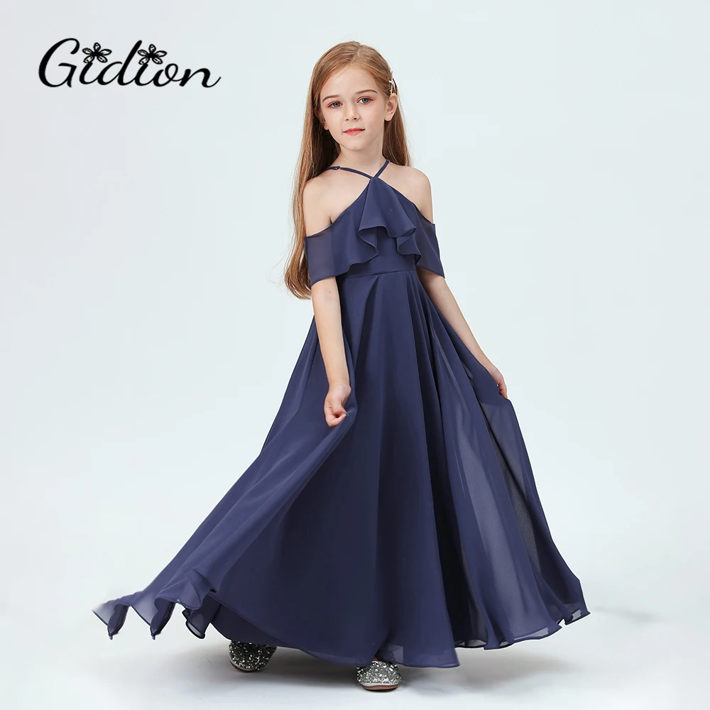 Chiffon Junior Bruidsmeisje Jurk Bruiloft Verjaardagsavond Feest Feest Feest Feest Feest Prom Evenement Banketbal Voor Kinderen