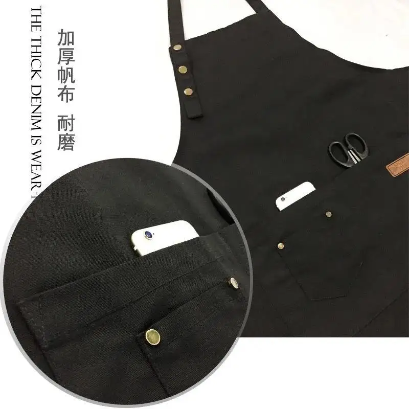 New Adjustable Bib Apron Waterproof Stain-Resistant with Two Pockets Kitchen Chef Baking Cooking BBQ Apron Equipment Accessories