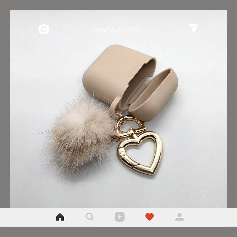 Lindo llavero de bola de pelo de visón para Apple AirPods 4 Pro 2 funda de silicona para auriculares inalámbricos para Airpods 2/3 funda para caja de auriculares