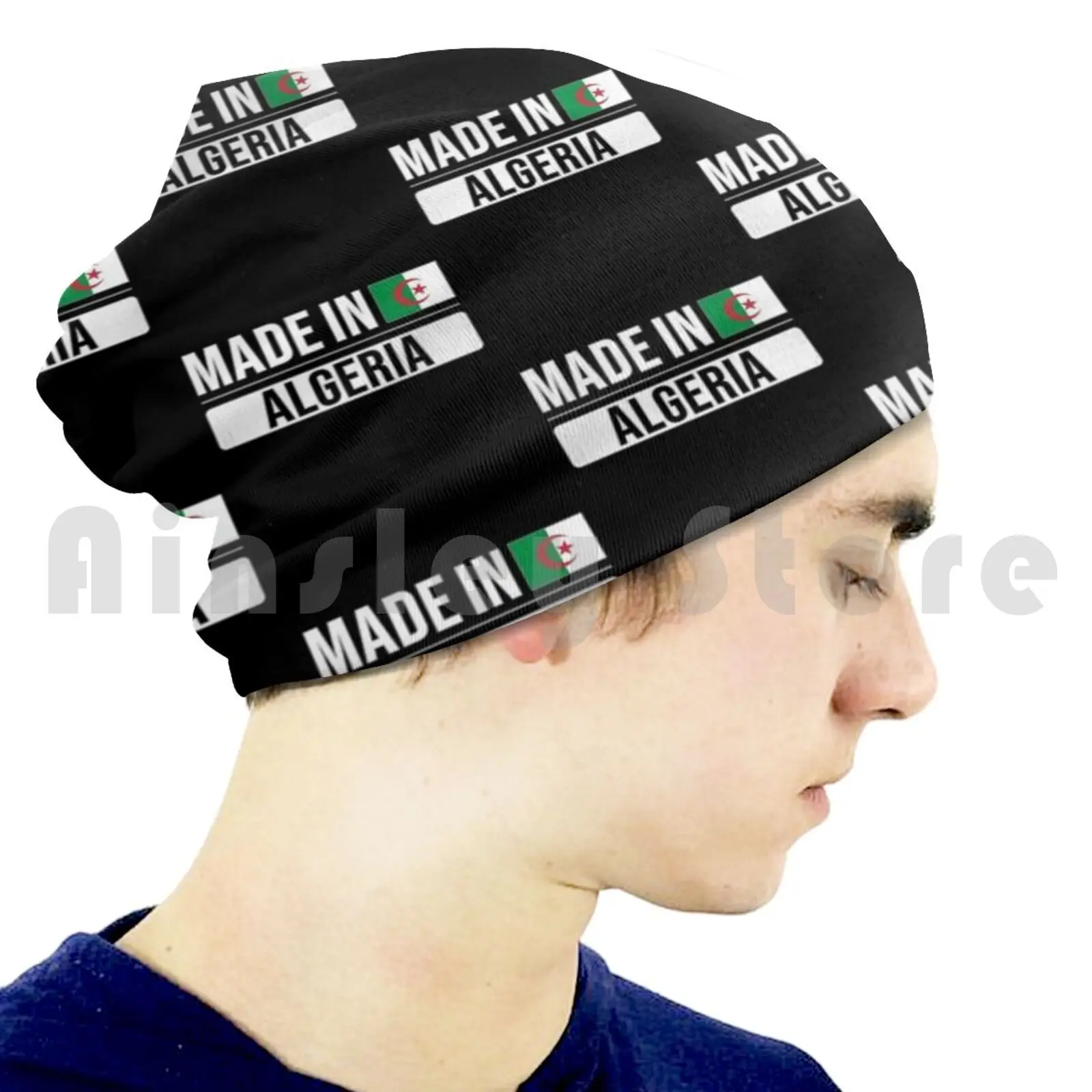 Made In Algeria Gift For Algerian Born In Algeria With The Algerian Flag Beanies Pullover Cap Comfortable Made In