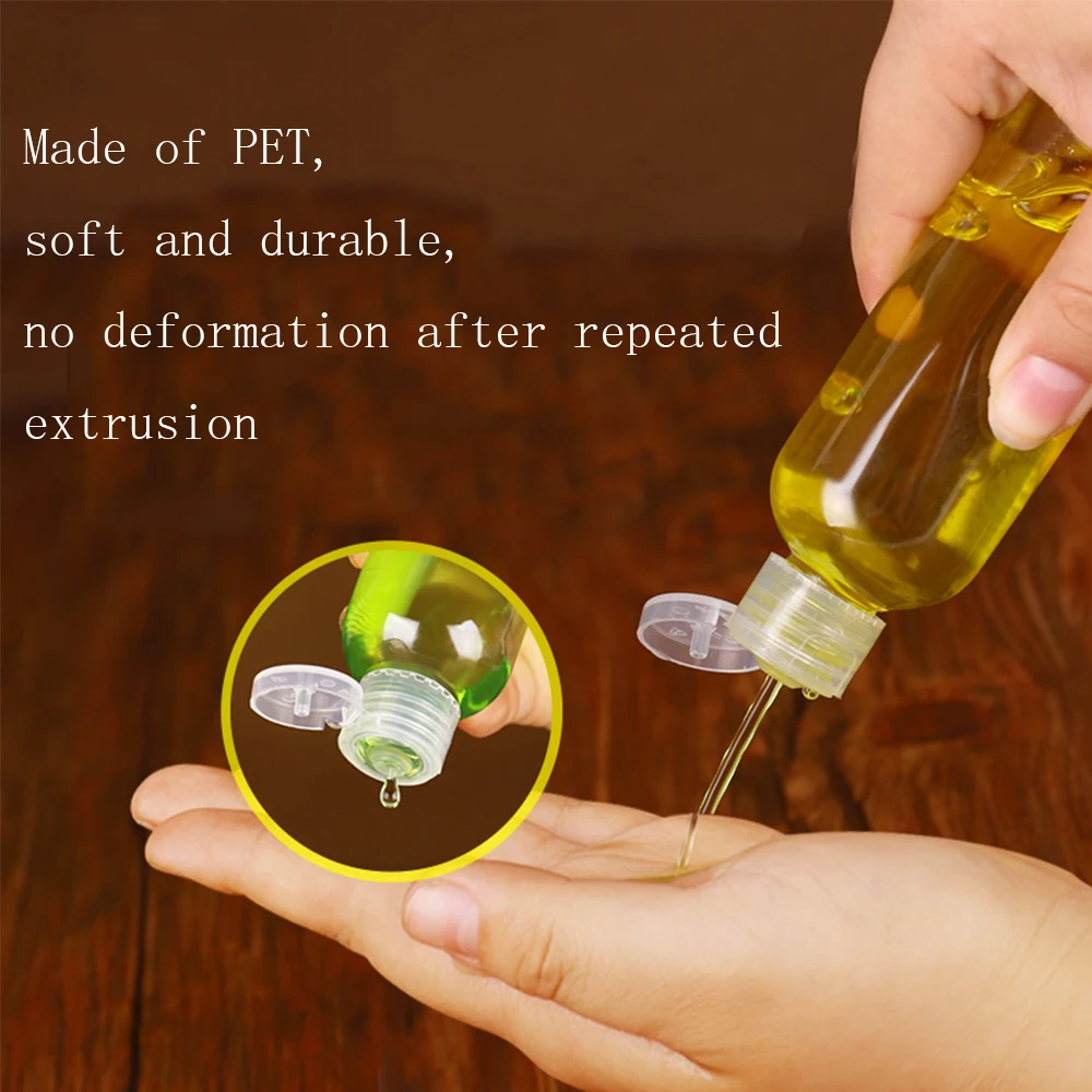 10/20/30/50/100ml Plastic PET Clear Flip Lid Lotion Bottles Cosmetic Shampoo Sample Containers Travel Liquid Refillable Bottle