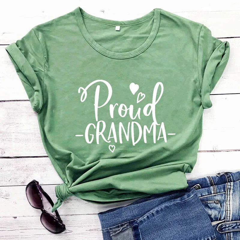 

Proud Grandma Women's Short Sleeve Tops Tee Summer Stylish Funny Casual 100%Cotton T-Shirt Grandma To Be Shirt Grandma Gift