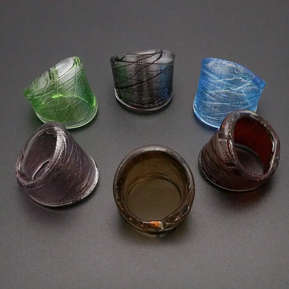 Sands Mura Stripe Glass Ring for Women Red Black Blue Purple - Stylish Colorful Jewelry with Free Gift Box