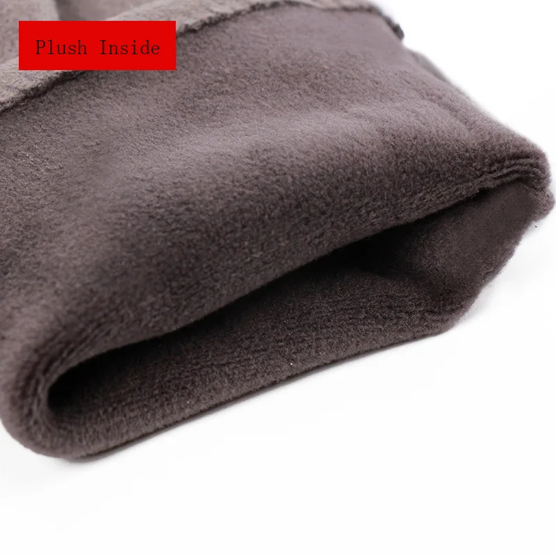 Winter Female Single Layer Warm Cashmere Full Finger Button Cycling Mittens Women Suede Leather Touch Screen Driving Gloves J23