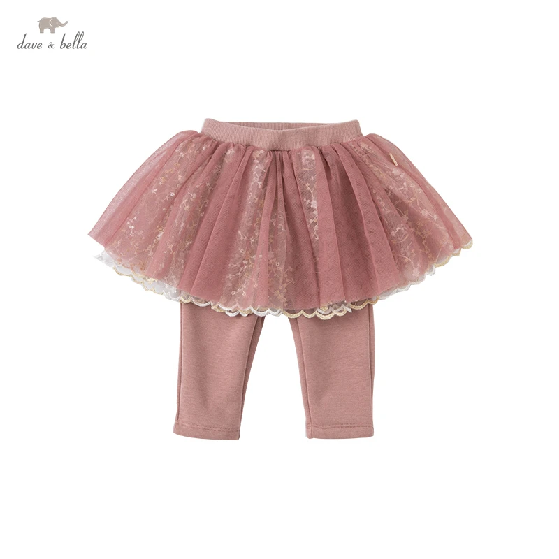 

DBM19618 dave bella winter baby girls fashion embroidery pants children full length kids girl pants infant toddler trousers