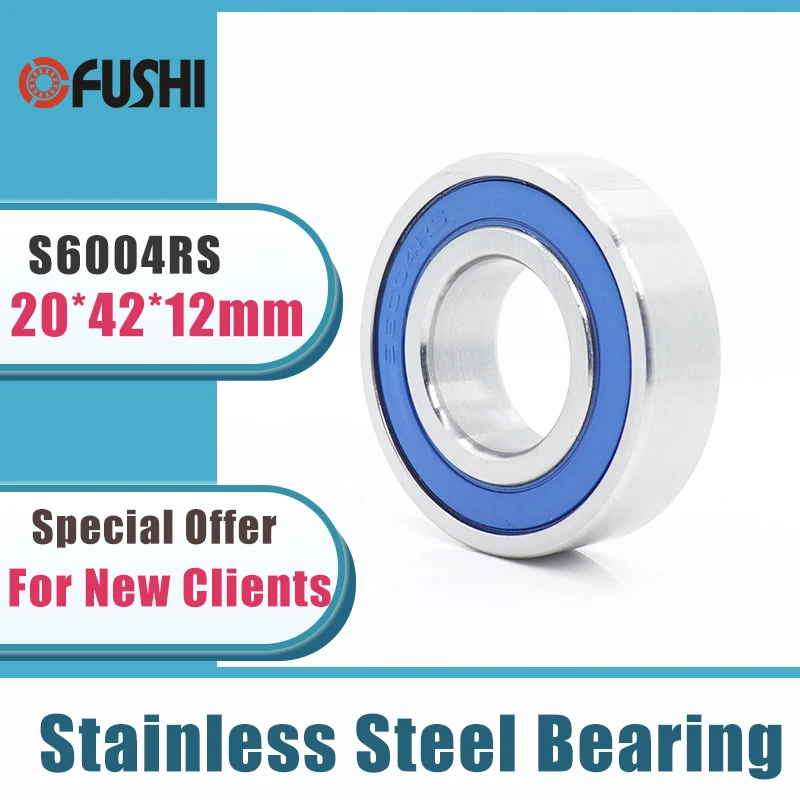 

10PCS S6004RS Bearing 20*42*12 mm ABEC-3 440C Stainless Steel S 6004RS Ball Bearings 6004 Stainless Steel Ball Bearing