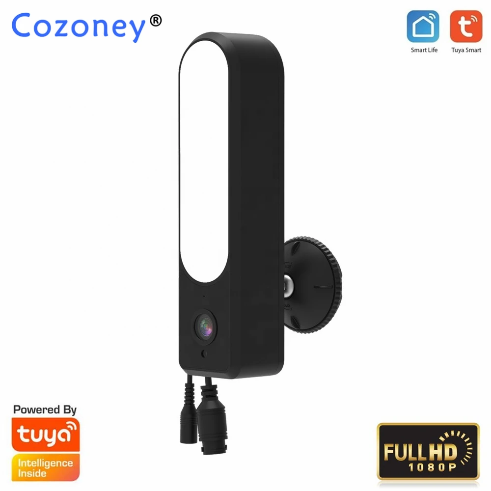 Floodlight Camera Tuya Smart 1080P HD WiFi Camera Outdoor with Waterproof LED Lamp Wall Camera IP Support Alexa Google Control