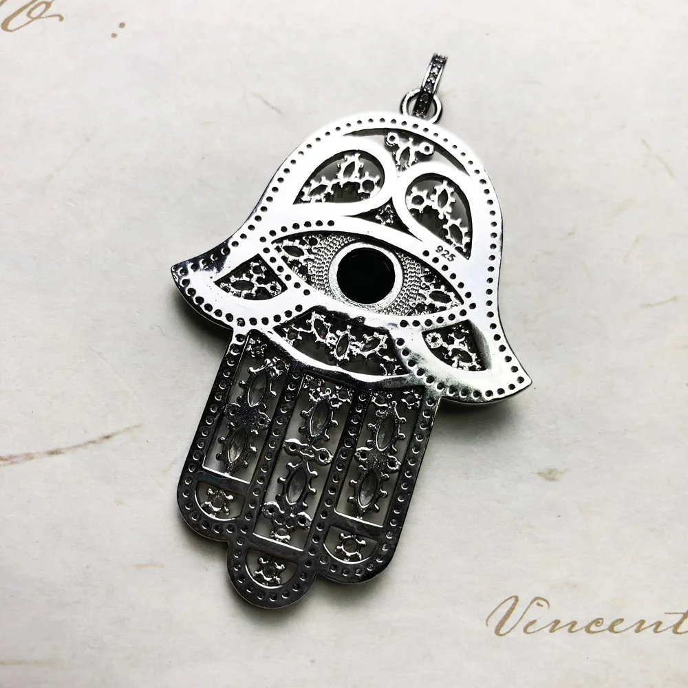Pendant Black Hand of Fatima Brand New Fashion Jewelry Europe Vintage Accessories 925 Sterling Silver Gift For Woman Men
