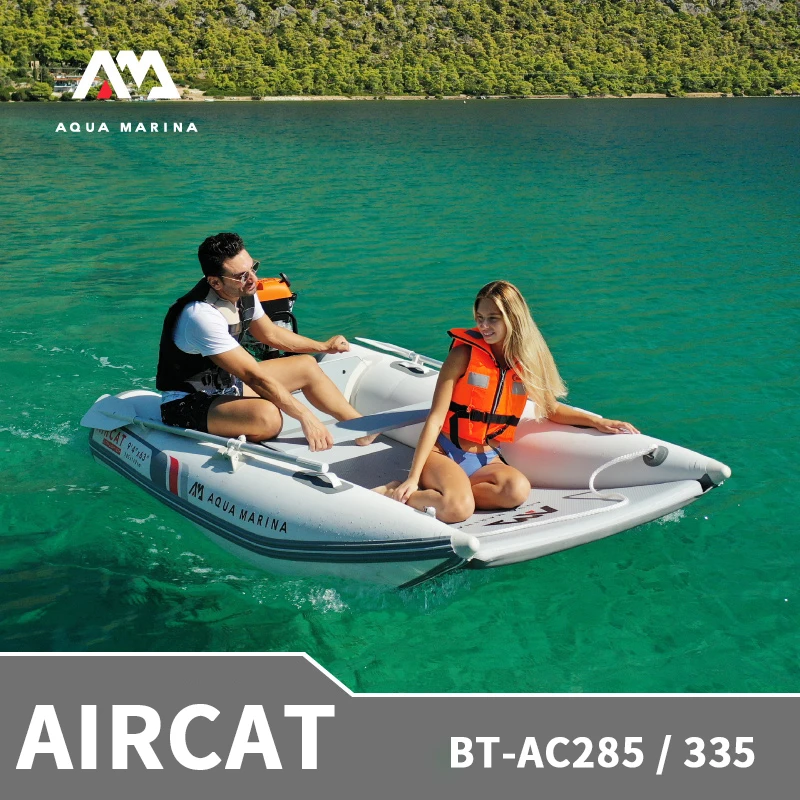 AQUA MARINA AIRCAT Inflatable Boat 4-5 Persons PVC Lightweight Speedboat Wide Deck Yacht Sports Rubber Canoe With Oar