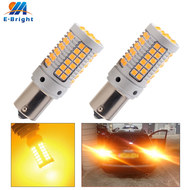 

2PCS 7440 T20 Car Light Bulbs Turn Signal Tail Rear Lights PY21W BAU15S Amber 12V Canbus Error Free 1156 1141 7506 3030 69 SMD