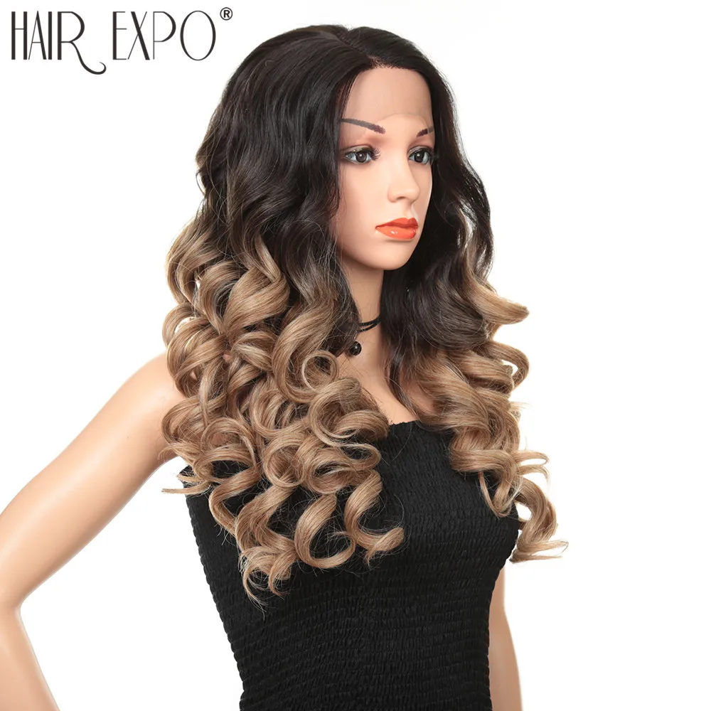 

24inch Long Loose Wave Synthetic Lace Front Wig Glueless Cosplay Wigs For Black/Write Women Natural Hairline Ombre Lace Wig