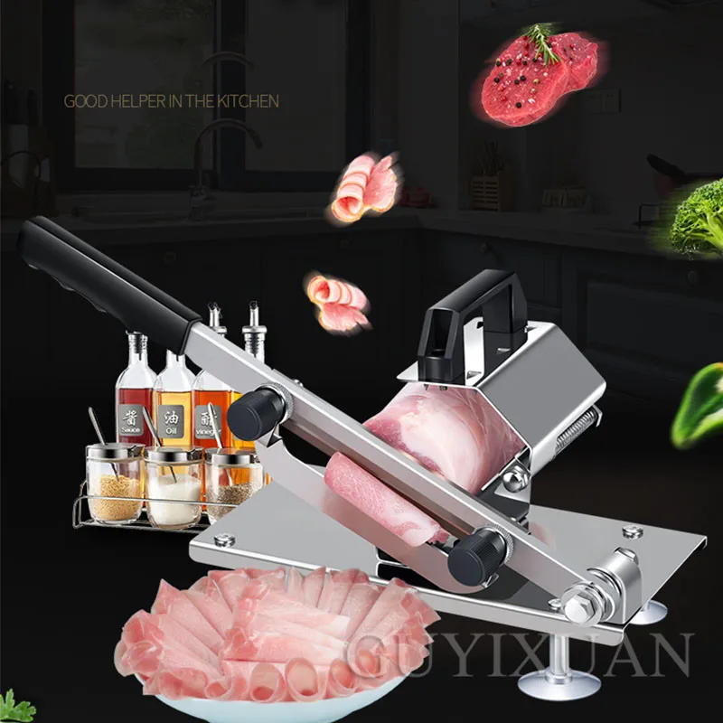 Household Small meat slicer Mutton roll slicer stainless steel Manual Frozen cut beef roll machine Fruit and vegetable Slicer