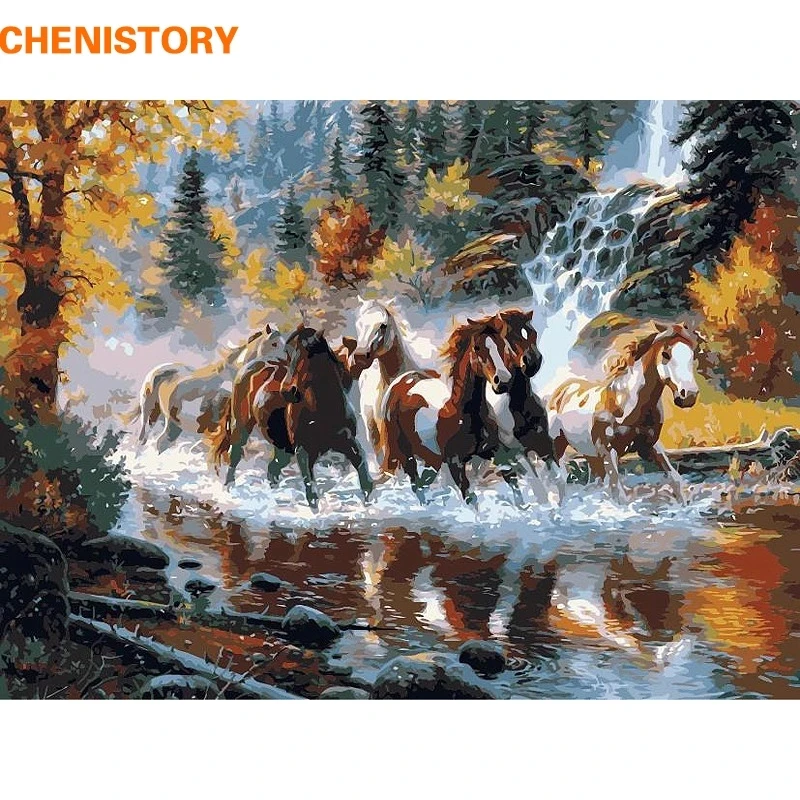 CHENISTORY Running Horse DIY Painting By Numbers  Canvas Painting  Print On Canvas Unique Gift For Home Decor Wall Artwork